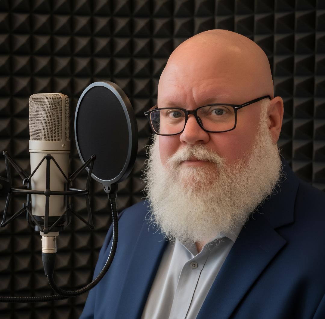 Rob Williams at his studio microphone